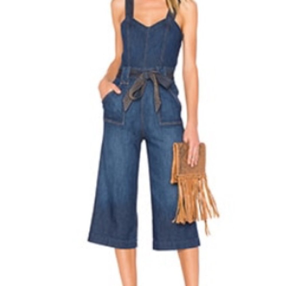 7 for all mankind denim wide leg jumpsuit